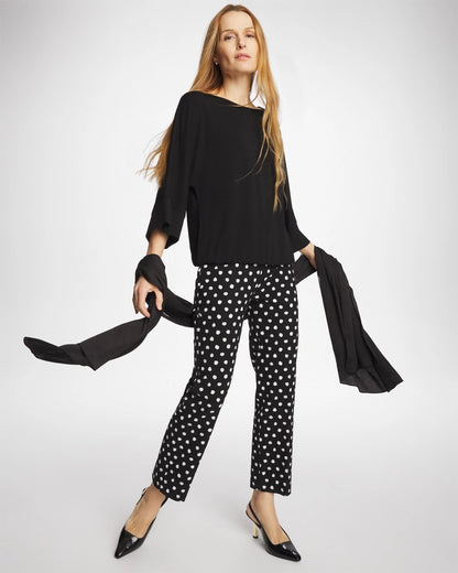Chico's Matte Jersey Bubble Hem Top Black