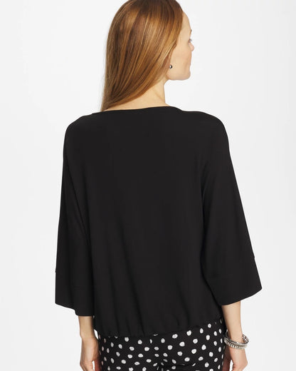 Chico's Matte Jersey Bubble Hem Top Black
