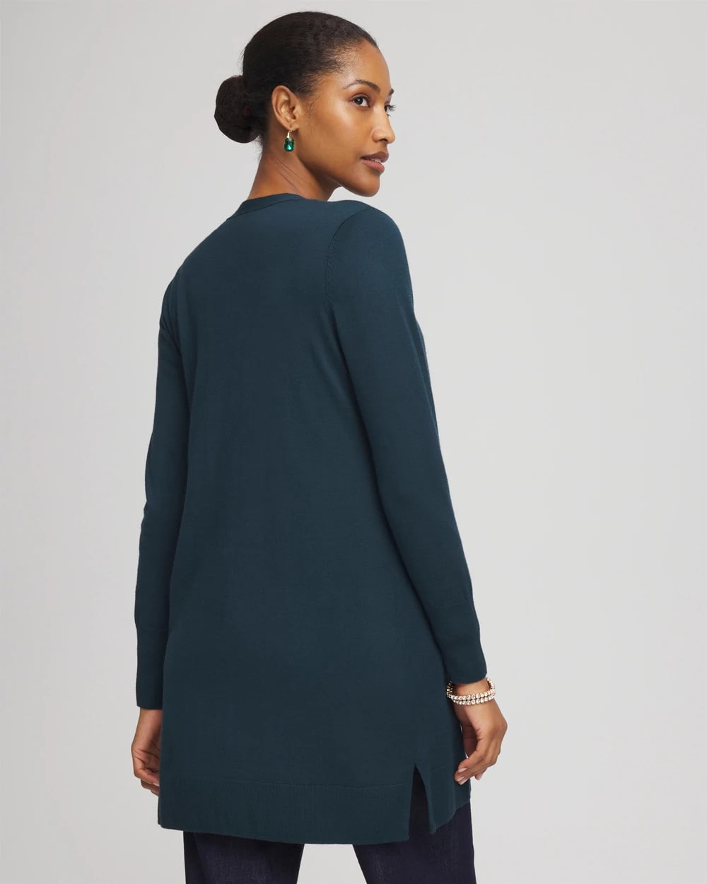 Chico's Ella Pocketed Cardigan Sweater Teal Shadow