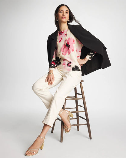 Chico's Printed Bateau Dolman Pullover Sweet Blossom