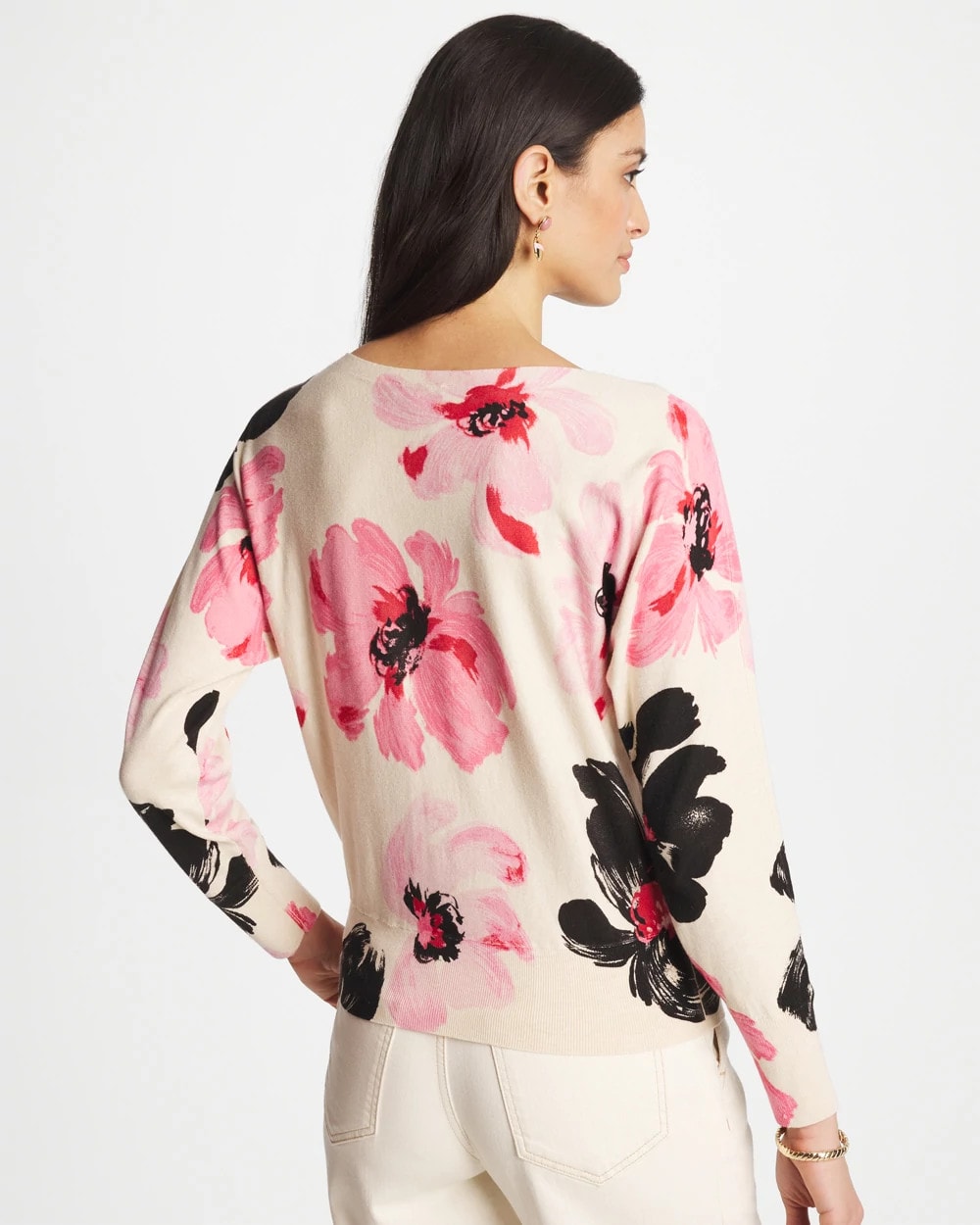 Chico's Printed Bateau Dolman Pullover Sweet Blossom