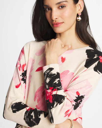 Chico's Printed Bateau Dolman Pullover Sweet Blossom