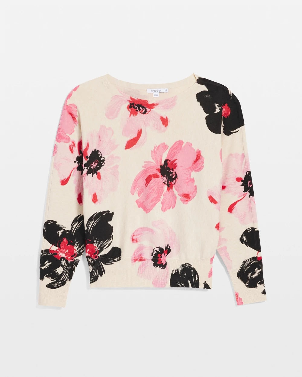 Chico's Printed Bateau Dolman Pullover Sweet Blossom