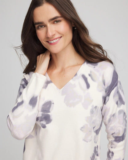Chico's Printed V-Neck Sweater Multi