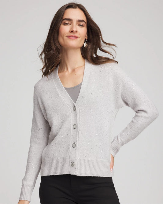 Chico's Shine Boyfriend Cardigan Dove Gray