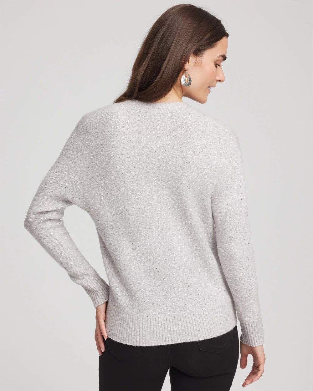 Chico's Shine Boyfriend Cardigan Dove Gray