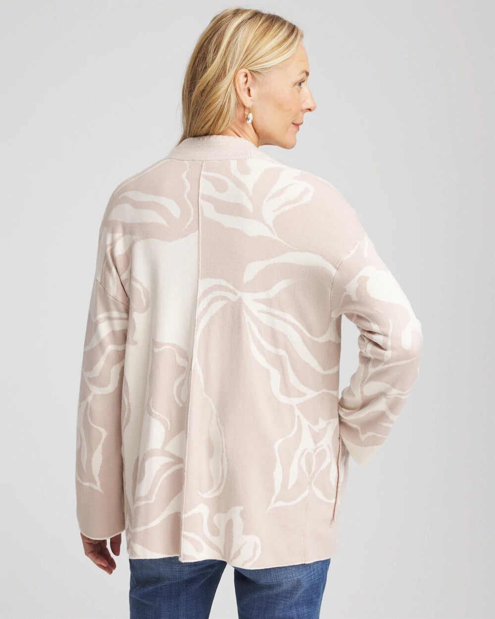 Chico's Abstract Bloom Cardigan English Cream