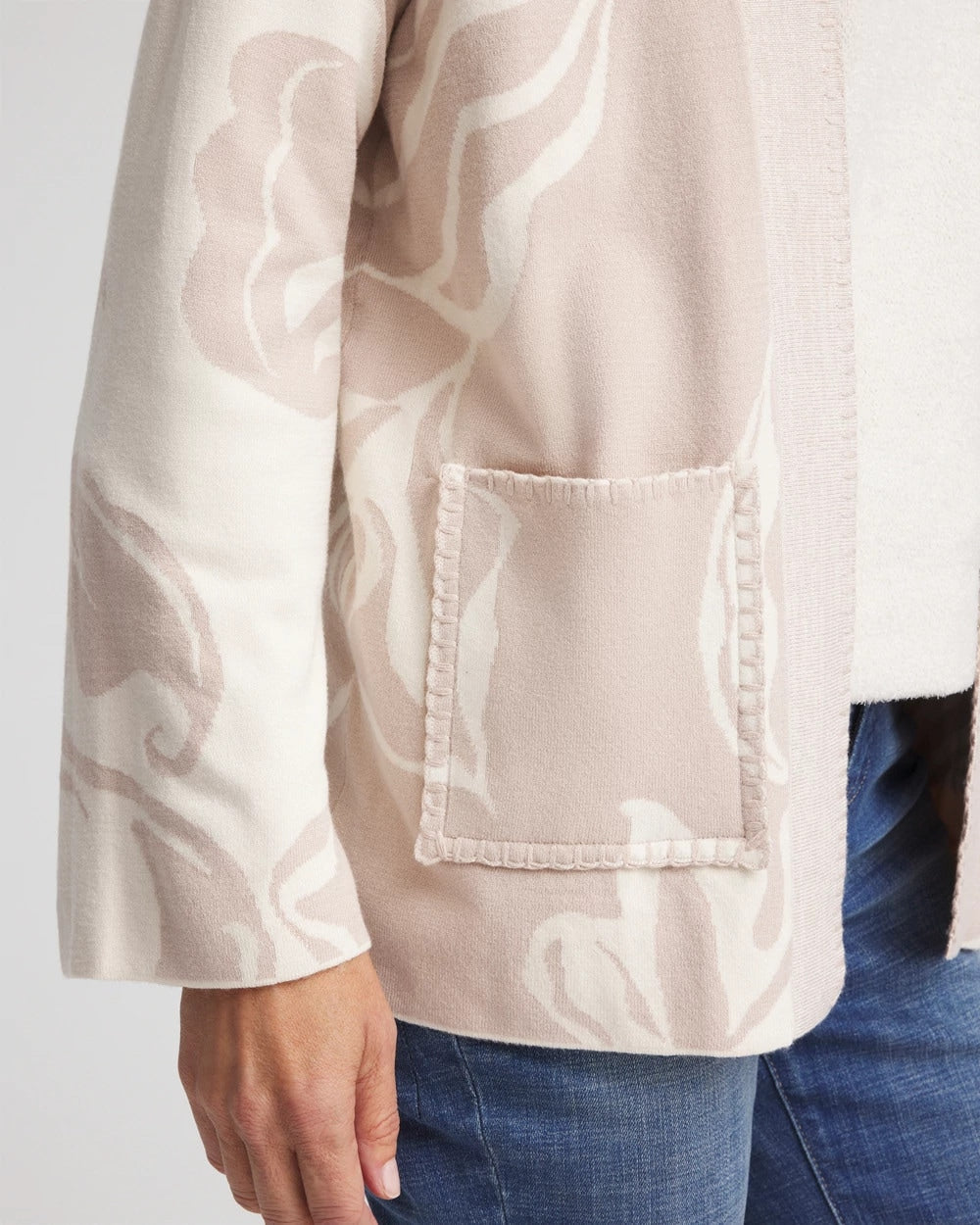 Chico's Abstract Bloom Cardigan English Cream