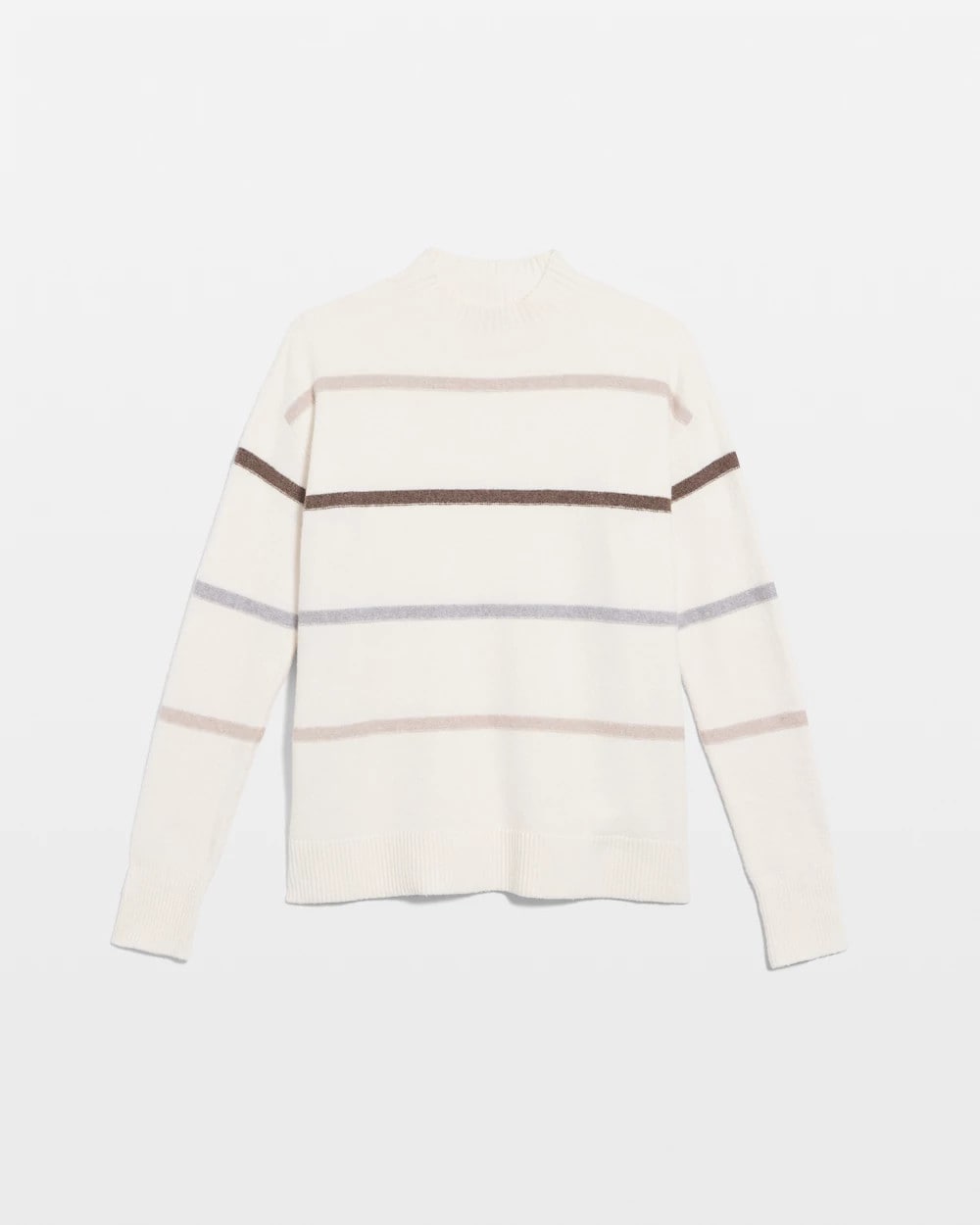 Chico's Sequined Stripe Pullover Sweater English Cream