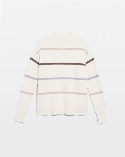 Chico's Sequined Stripe Pullover Sweater English Cream
