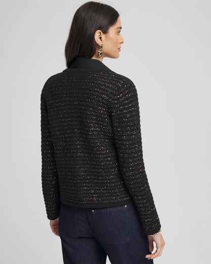 Chico's Shine Cropped Cardigan Black