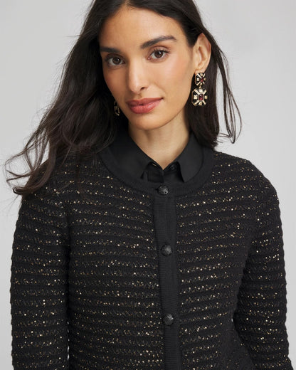 Chico's Shine Cropped Cardigan Black