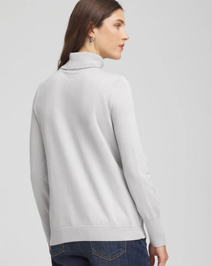 Chico's Metallic Turtleneck Pullover Sweaters Silver Glitter