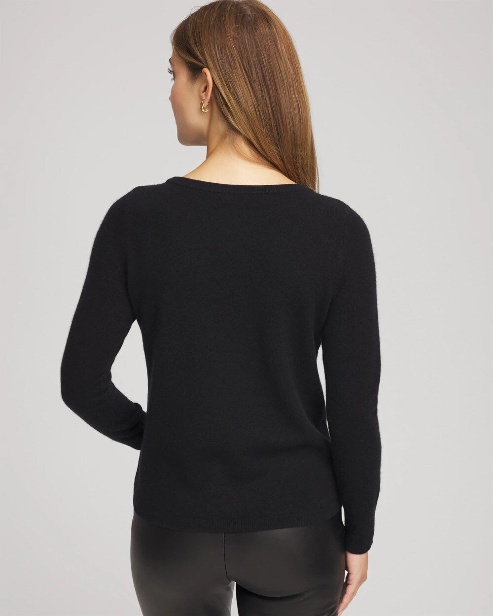 Chico's Embellished Cashmere Pullover Sweater Black