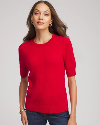 Chico's Crewneck Cashmere Pullover Sweater Red
