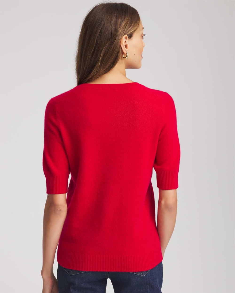 Chico's Crewneck Cashmere Pullover Sweater Red