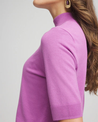 Chico's Ella Elbow Sleeve Mockneck Sweater Gooseberry
