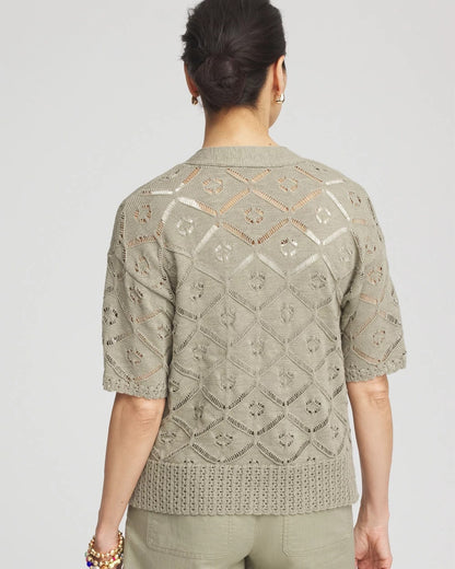 Chico's Short Button-down Cardigan Washed Sage