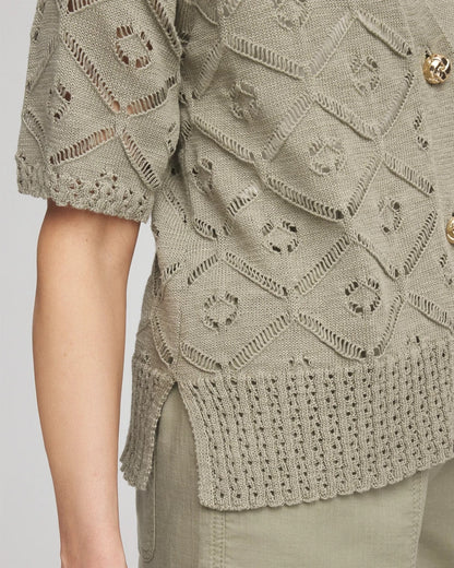 Chico's Short Button-down Cardigan Washed Sage