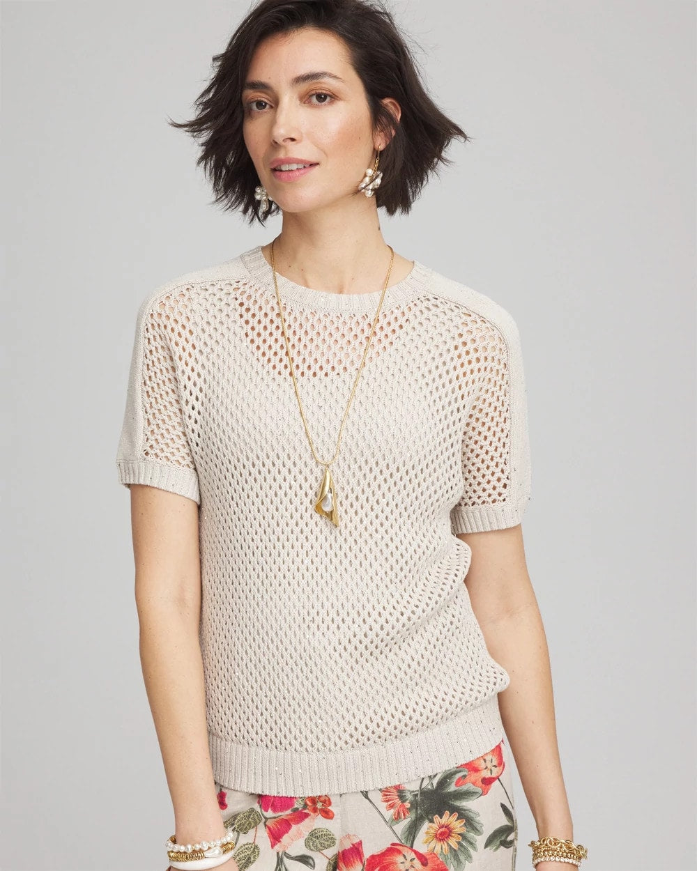 Chico's Dolman Sleeved Sweater Tee River Rock