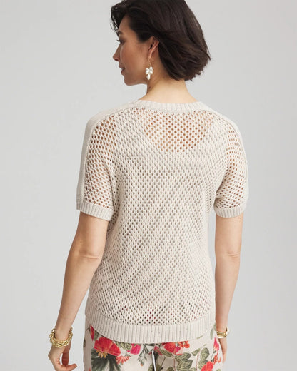 Chico's Dolman Sleeved Sweater Tee River Rock