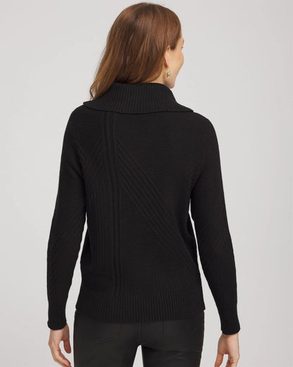 Chico's Ribbed Cowlneck Sweater Black
