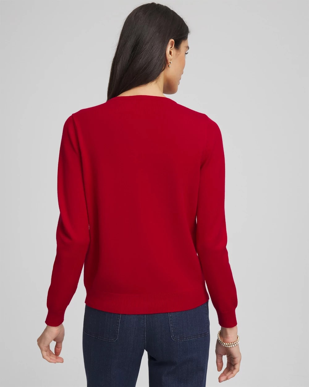 Chico's Crewneck Cardigan Carmine Red