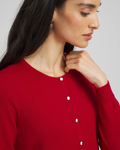 Chico's Crewneck Cardigan Carmine Red