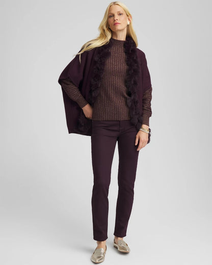 Chico's Metallic Ribbed Pullover Night Bloom