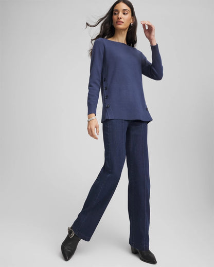 Chico's Button Tunic Sweater Indigo Sky