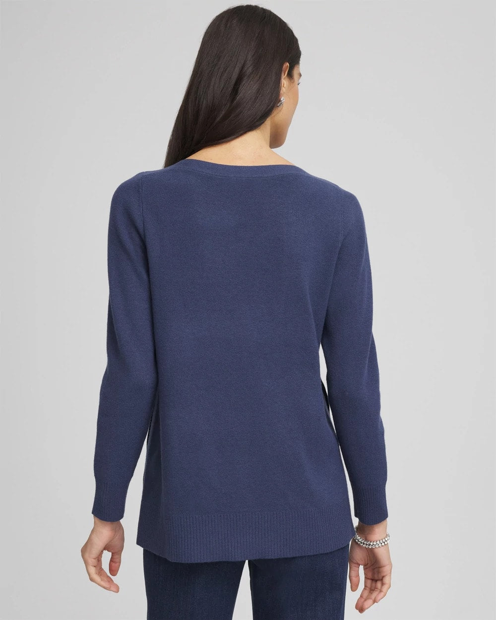 Chico's Button Tunic Sweater Indigo Sky