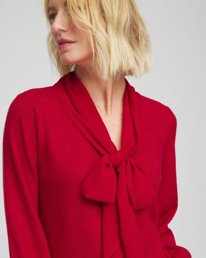 Chico's Bow-Detailed Sweater Carmine Red