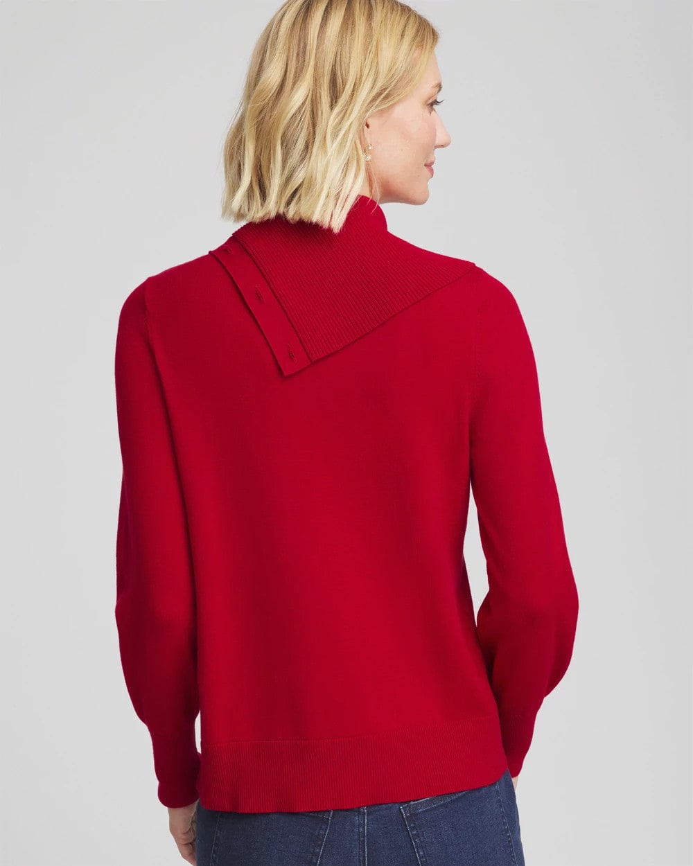 Chico's Button Envelope Neck Sweater Carmine Red