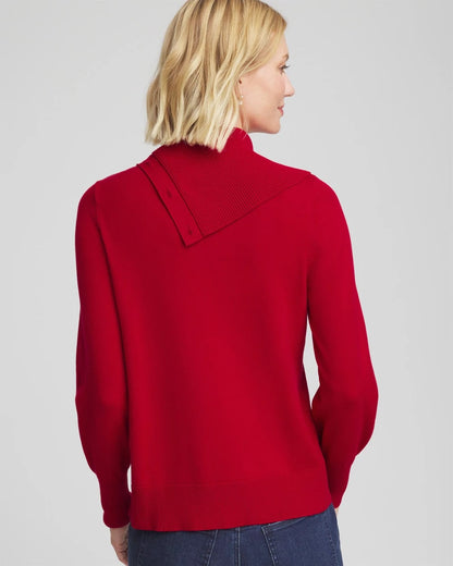 Chico's Button Envelope Neck Sweater Carmine Red