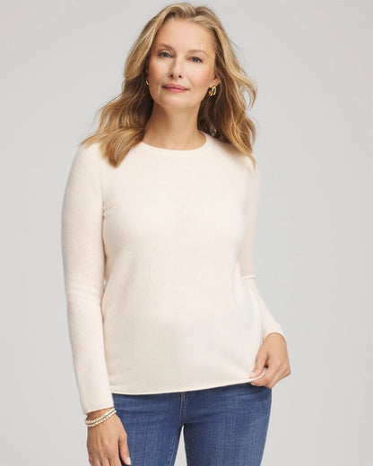 Chico's Crewneck Cashmere Pullover Sweater Cream