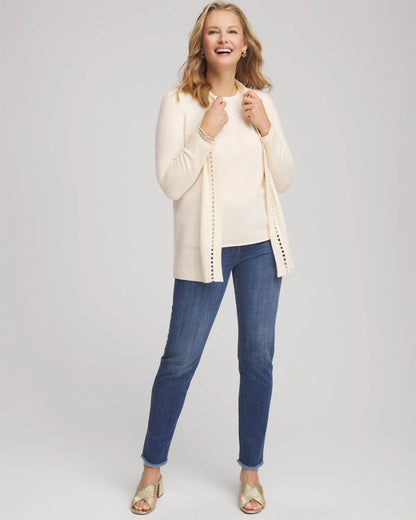 Chico's Crewneck Cashmere Pullover Sweater Cream