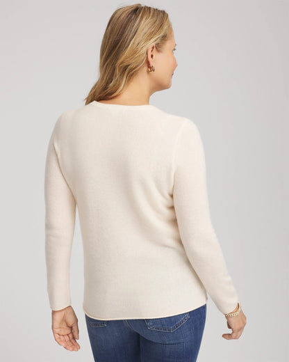 Chico's Crewneck Cashmere Pullover Sweater Cream