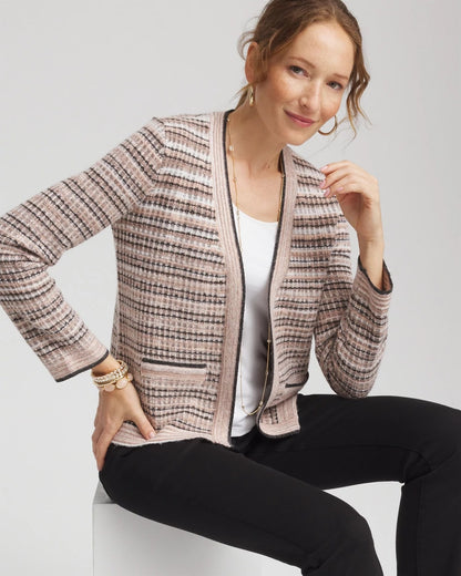 Chico's Sunset Abstract Sweater Jacket Black
