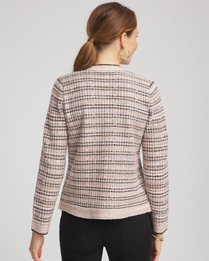 Chico's Sunset Abstract Sweater Jacket Black