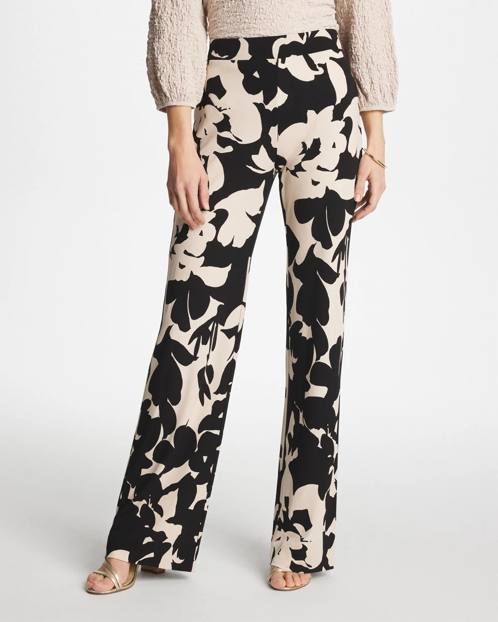 Chico's Shadow Blossom Matte Jersey Pants Black