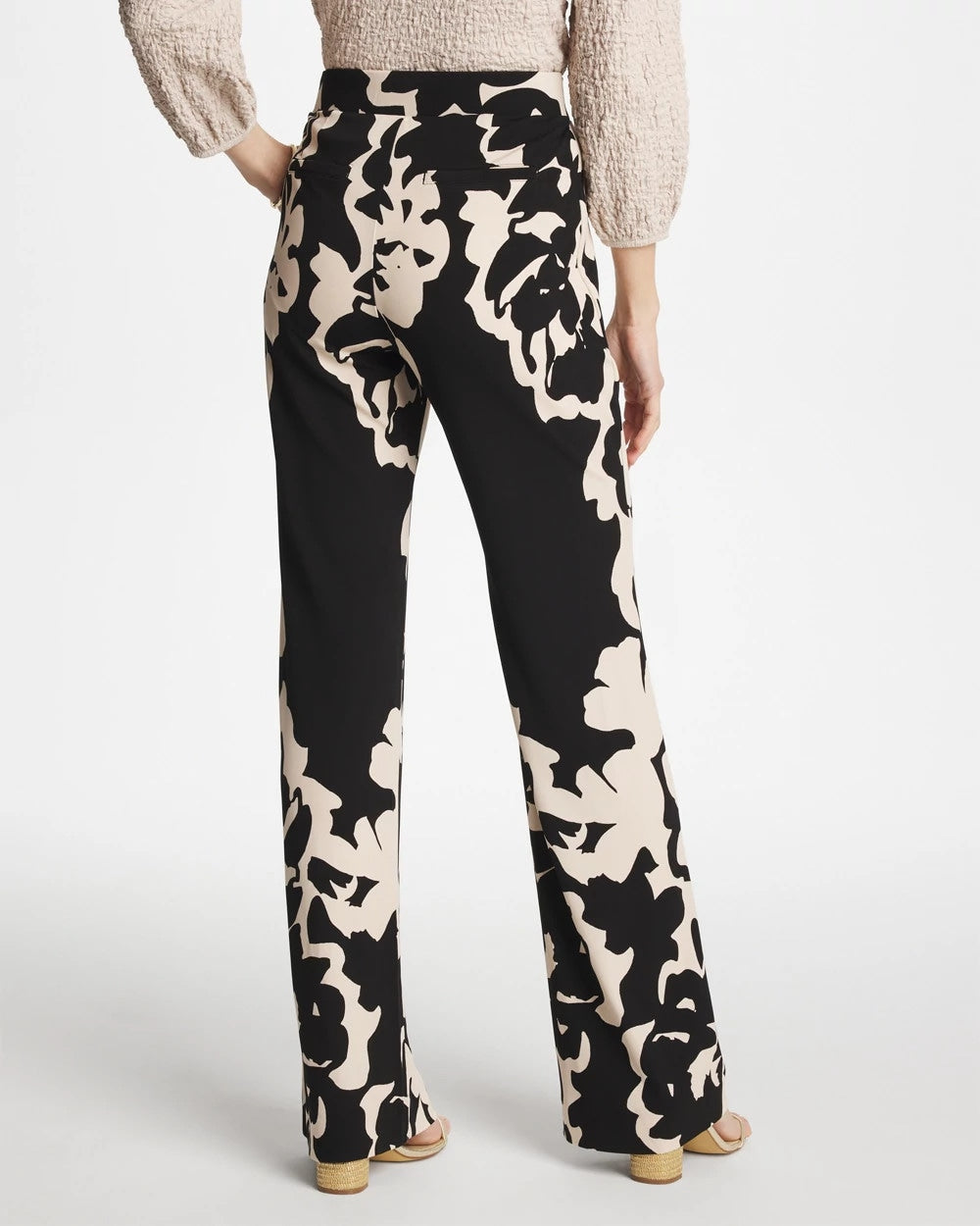 Chico's Shadow Blossom Matte Jersey Pants Black