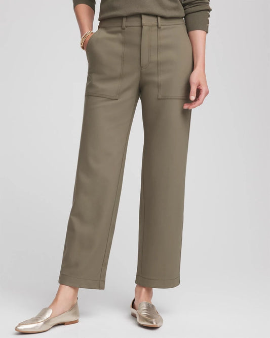 Chico's Petite Bi-Stretch Straight Ankle Pants Nettle Leaf
