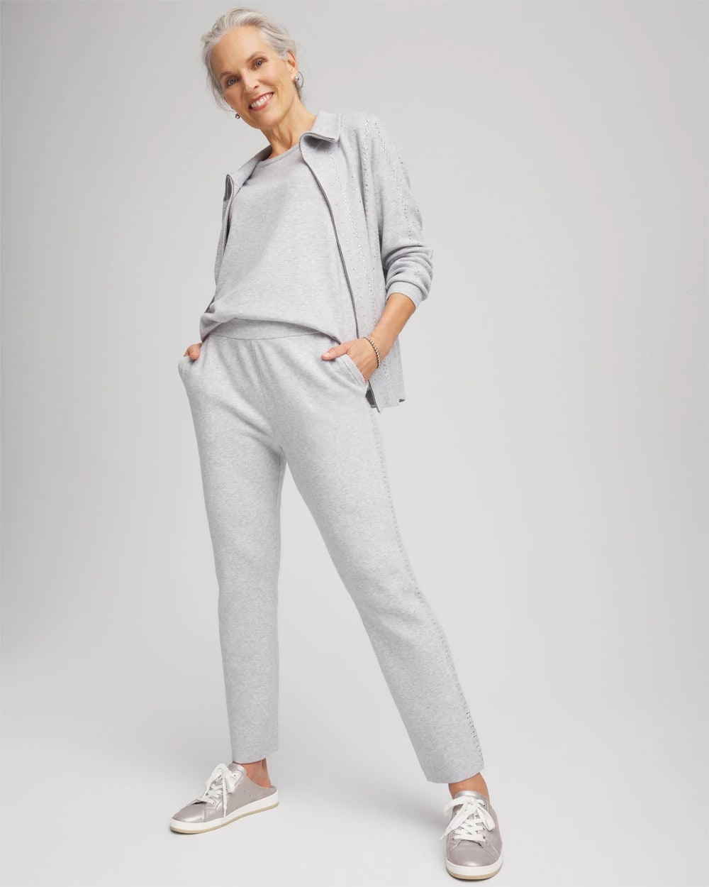 Chico's Zenergy® Luxe Diamante Pants Frosted Gray Heather