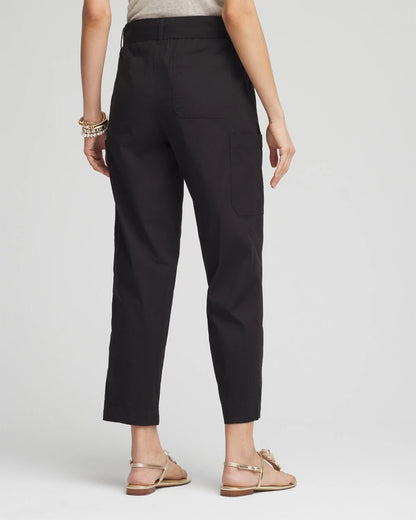 Chico's Poplin Pull-On Tapered-Leg Cropped Pants Black