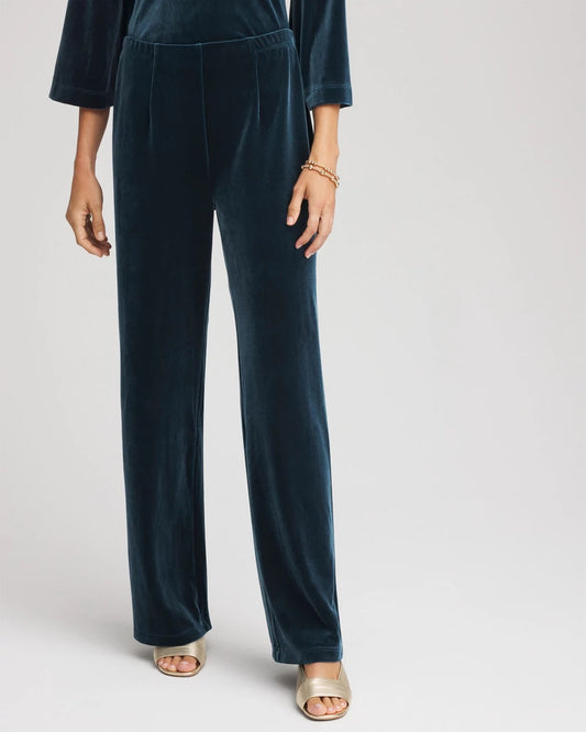 Chico's Travelers™ Velvet No Tummy Pants Teal Shadow