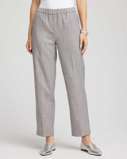 Chico's Shimmer Straight Tapered Ankle Pants Silver