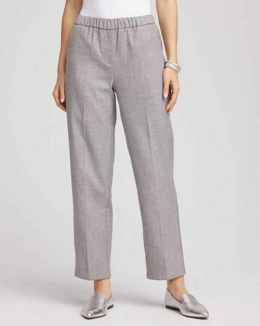 Chico's Shimmer Straight Tapered Ankle Pants Silver