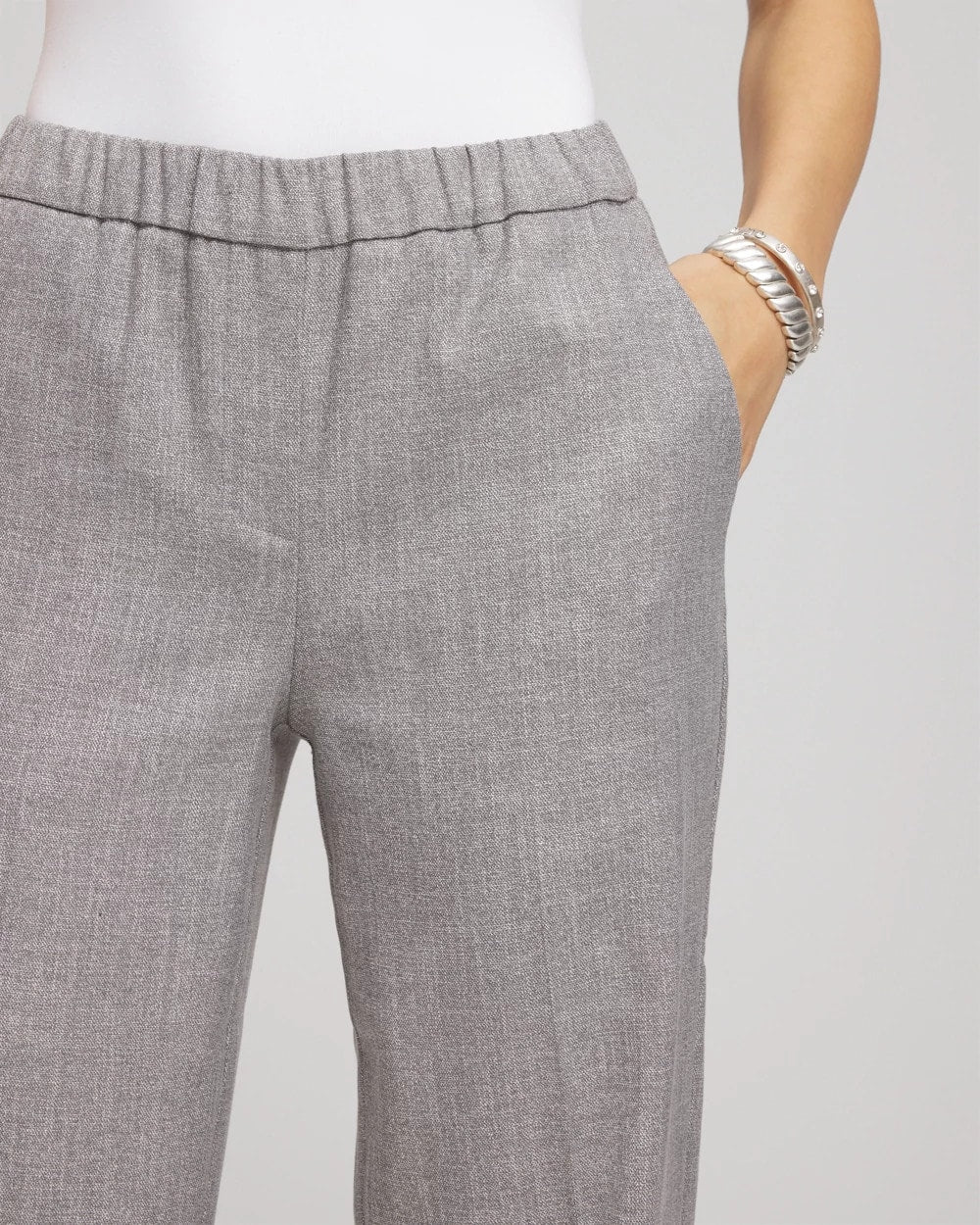 Chico's Shimmer Straight Tapered Ankle Pants Silver