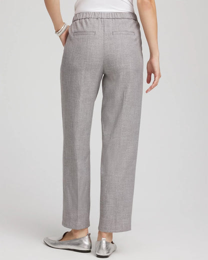 Chico's Shimmer Straight Tapered Ankle Pants Silver