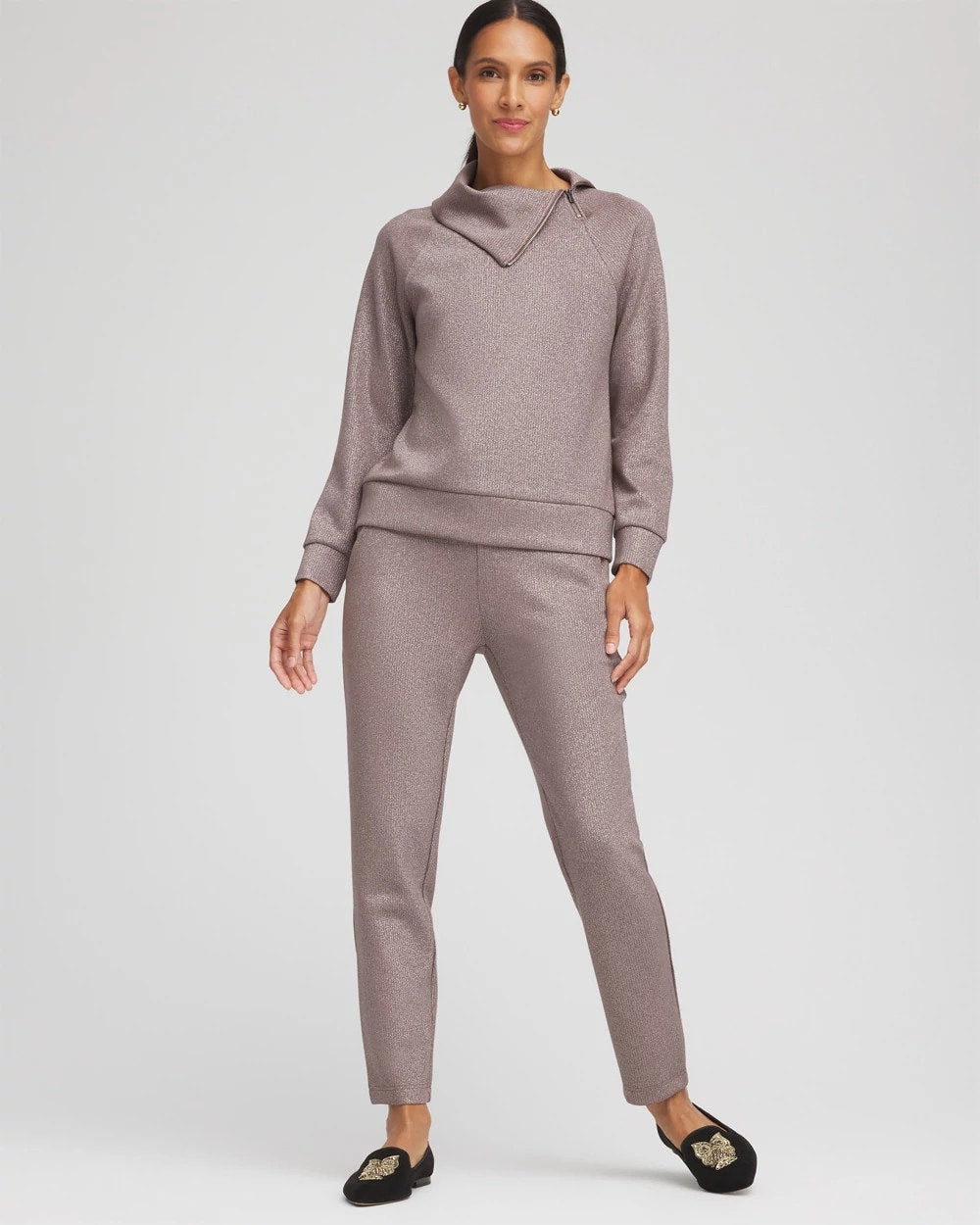Chico's Zenergy® Sparkle Tapered Ankle Pants Walnut